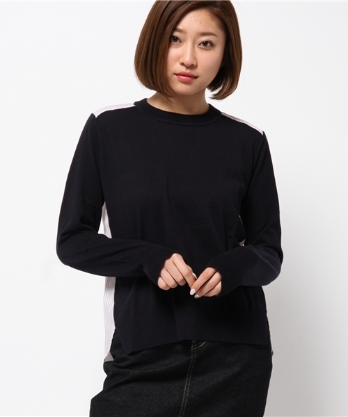 OUTLET（アウトレット）の「【who's who Chico】シャツ切替ニットプルオーバー（ニット/セーター・レディース・グレー/ネイビー/ホワイト・FREE）」の3枚目の写真