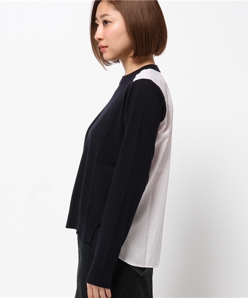 OUTLET（アウトレット）の「【who's who Chico】シャツ切替ニットプルオーバー（ニット/セーター・レディース・グレー/ネイビー/ホワイト・FREE）」の5枚目の写真