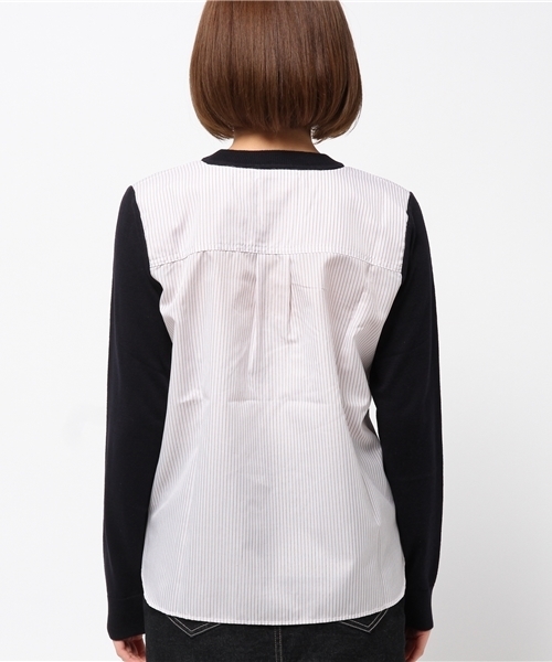 OUTLET（アウトレット）の「【who's who Chico】シャツ切替ニットプルオーバー（ニット/セーター・レディース・グレー/ネイビー/ホワイト・FREE）」の6枚目の写真