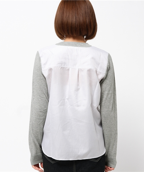 OUTLET（アウトレット）の「【who's who Chico】シャツ切替ニットプルオーバー（ニット/セーター・レディース・グレー/ネイビー/ホワイト・FREE）」の13枚目の写真