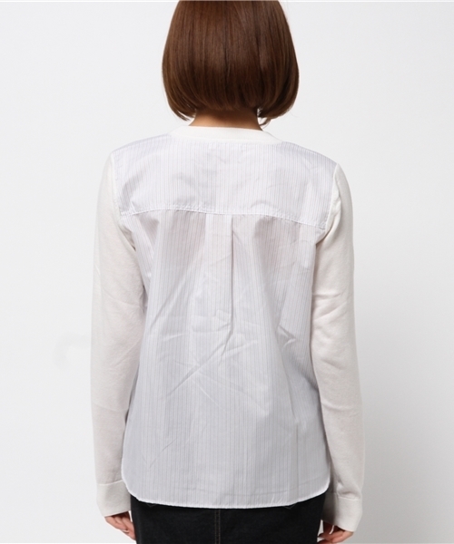 OUTLET（アウトレット）の「【who's who Chico】シャツ切替ニットプルオーバー（ニット/セーター・レディース・グレー/ネイビー/ホワイト・FREE）」の7枚目の写真