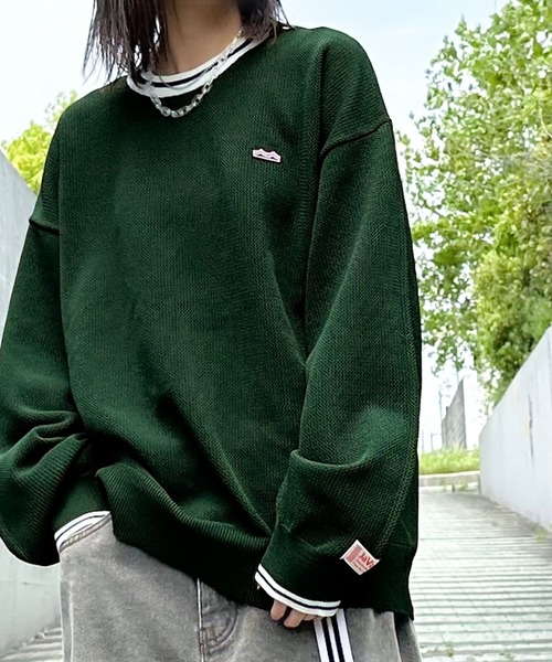 Java（ジャバ）の「《JaVaジャバ コラボ》超軽量！衿ラインクルーネックメッシュトップス（ニット/セーター・レディース・ブラック/ブラウン/グリーン/オレンジ・LARGE/MEDIUM/SMALL/X-LARGE）」の3枚目の写真
