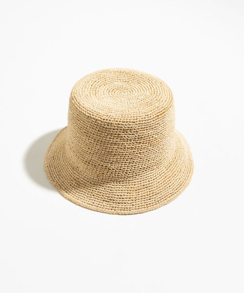 GLOSTER（グロスター）の「【GLOSTER/グロスター】RAFFIA BUCKET HAT ラフィア バケットハット バケハ（ハット・メンズ・ベージュ/ブラック・FREE）」の3枚目の写真