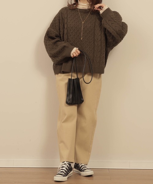 mil(ミル)の「ハニカムケーブルニット(ニット/セーター・レディース・カーキ/モカ/アイボリー・XS/S)」の10枚目の写真