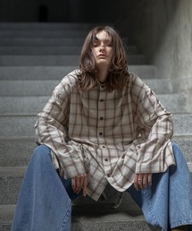 shiki tokyo | Oversized Flare Sleeve Check Shirts / オーバーサイズフレアスリーブチェックシャツ(シャツ/ブラウス)
