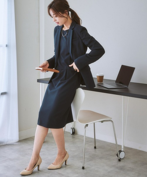 7days Life Styling(セブンデイズライフスタイリング)の「<セットアップ対応>テーラードジャケット 変り織リスピィシリーズ (洗濯機OK)(スーツジャケット・レディース・ネイビー/ライトベージュ/ブラック・4L/3L/LL/L/M/5L/S/6L/8L)」の15枚目の写真