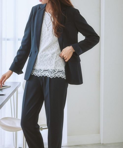 7days Life Styling(セブンデイズライフスタイリング)の「<セットアップ対応>テーラードジャケット 変り織リスピィシリーズ (洗濯機OK)(スーツジャケット・レディース・ネイビー/ライトベージュ/ブラック・4L/3L/LL/L/M/5L/S/6L/8L)」の17枚目の写真