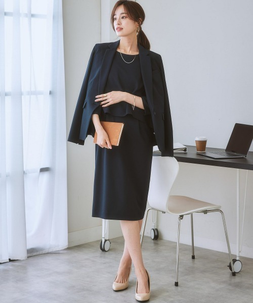 7days Life Styling(セブンデイズライフスタイリング)の「<セットアップ対応>テーラードジャケット 変り織リスピィシリーズ (洗濯機OK)(スーツジャケット・レディース・ネイビー/ライトベージュ/ブラック・4L/3L/LL/L/M/5L/S/6L/8L)」の16枚目の写真