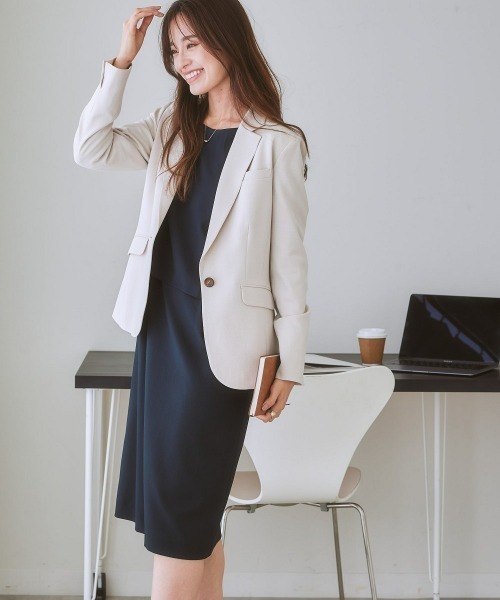 7days Life Styling(セブンデイズライフスタイリング)の「<セットアップ対応>テーラードジャケット 変り織リスピィシリーズ (洗濯機OK)(スーツジャケット・レディース・ネイビー/ライトベージュ/ブラック・4L/3L/LL/L/M/5L/S/6L/8L)」の22枚目の写真