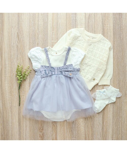 apres les cours（アプレレクール）の「フリルベビーソックス（ベビーシューズ/ベビーソックス・キッズ・オフホワイト/サーモンピンク・9/12）」の4枚目の写真