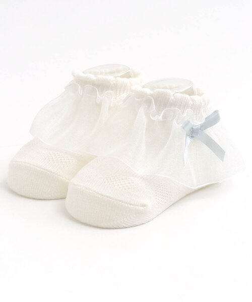 apres les cours（アプレレクール）の「フリルベビーソックス（ベビーシューズ/ベビーソックス・キッズ・オフホワイト/サーモンピンク・9/12）」の8枚目の写真