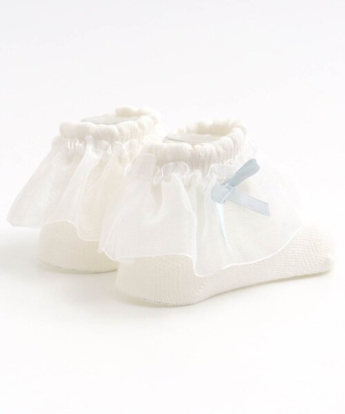 apres les cours（アプレレクール）の「フリルベビーソックス（ベビーシューズ/ベビーソックス・キッズ・オフホワイト/サーモンピンク・9/12）」の10枚目の写真