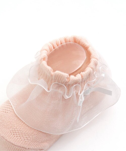 apres les cours（アプレレクール）の「フリルベビーソックス（ベビーシューズ/ベビーソックス・キッズ・オフホワイト/サーモンピンク・9/12）」の12枚目の写真