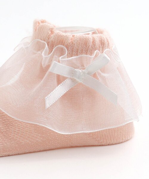 apres les cours（アプレレクール）の「フリルベビーソックス（ベビーシューズ/ベビーソックス・キッズ・オフホワイト/サーモンピンク・9/12）」の13枚目の写真