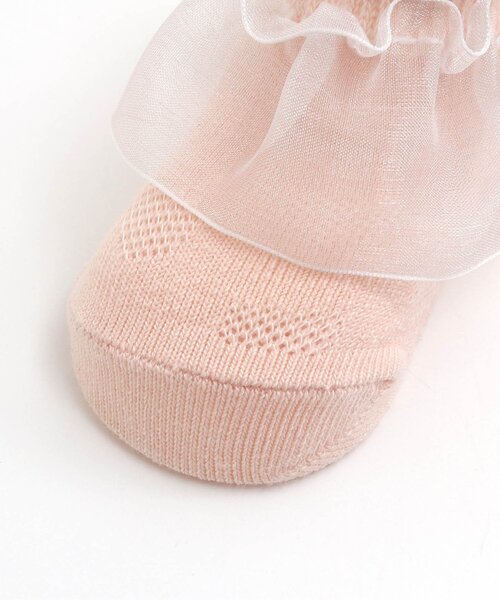 apres les cours（アプレレクール）の「フリルベビーソックス（ベビーシューズ/ベビーソックス・キッズ・オフホワイト/サーモンピンク・9/12）」の14枚目の写真