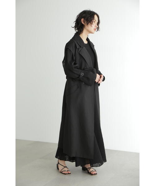 JILL STUART（ジルスチュアート）の「◆シアー2wayコート（トレンチコート・レディース・ホワイト/ブラック・SMALL/MEDIUM）」の7枚目の写真