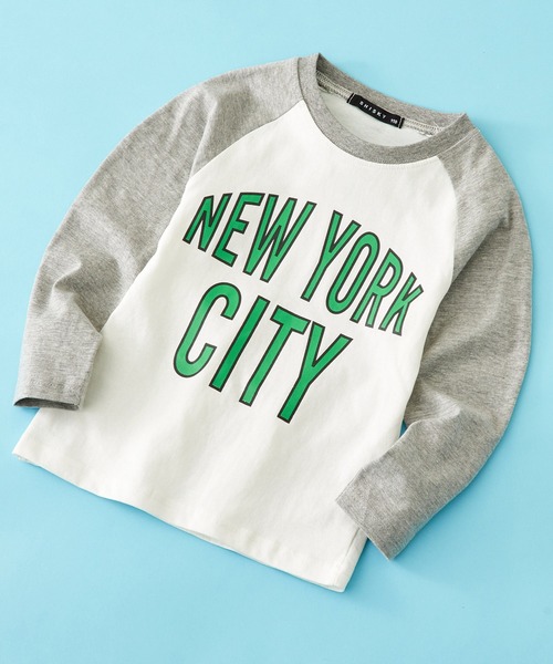 SHISKY（シスキー）の「SHISKY / シスキー 柄込み フロント/バックプリント/ラグランスリーブ カットソー 長袖 キッズ（Tシャツ/カットソー・キッズ・ダークグリーン系1/ダークグリーン/ネイビー/杢グレー/ネイビー系1/ダークグリーン系/ベージュ/サックスブルー/グレー系1/チャコール/グレー系/ホワイト系/ブラック/サックスブルー系/ネイビー系/オフホワイト・150/120/110/160/130/140）」の5枚目の写真