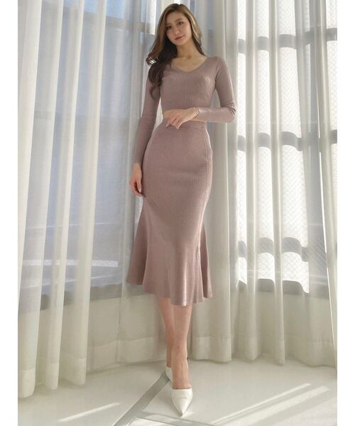 GYDA（ジェイダ）の「VネックミニケーブルKT TOPS（ニット/セーター・レディース・ピンク/ブラック・FREE）」の9枚目の写真