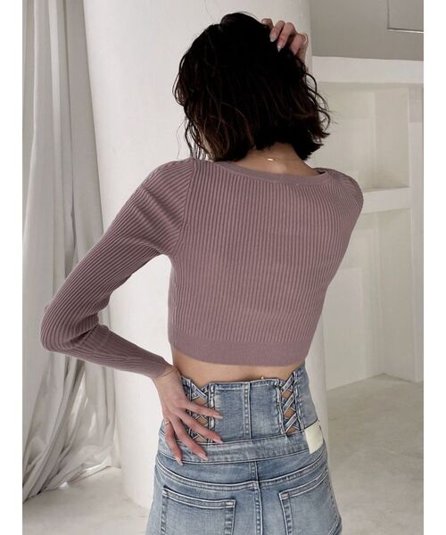 GYDA（ジェイダ）の「VネックミニケーブルKT TOPS（ニット/セーター・レディース・ピンク/ブラック・FREE）」の14枚目の写真