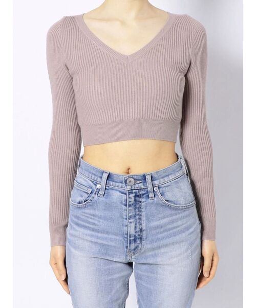 GYDA（ジェイダ）の「VネックミニケーブルKT TOPS（ニット/セーター・レディース・ピンク/ブラック・FREE）」の17枚目の写真