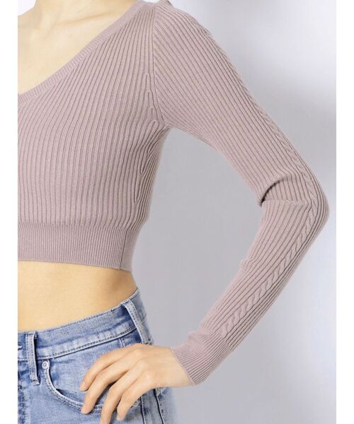 GYDA（ジェイダ）の「VネックミニケーブルKT TOPS（ニット/セーター・レディース・ピンク/ブラック・FREE）」の21枚目の写真
