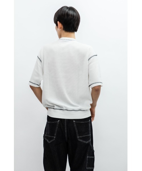 En serio TOKYO(エンソリオトーキョー)の「TCワッフル アウトステッチ リブTEE(Tシャツ/カットソー・メンズ・ブラック/オフホワイト・M/L)」の4枚目の写真