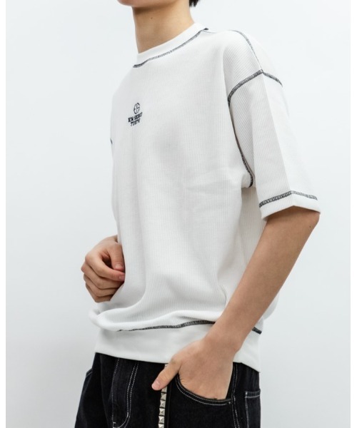 En serio TOKYO(エンソリオトーキョー)の「TCワッフル アウトステッチ リブTEE(Tシャツ/カットソー・メンズ・ブラック/オフホワイト・M/L)」の9枚目の写真