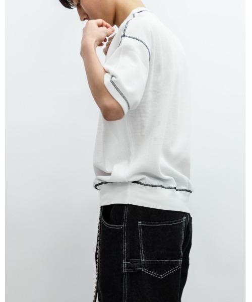 En serio TOKYO(エンソリオトーキョー)の「TCワッフル アウトステッチ リブTEE(Tシャツ/カットソー・メンズ・ブラック/オフホワイト・M/L)」の10枚目の写真