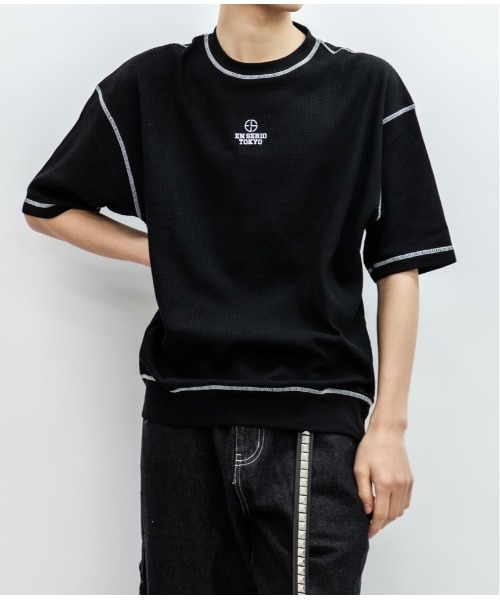 En serio TOKYO(エンソリオトーキョー)の「TCワッフル アウトステッチ リブTEE(Tシャツ/カットソー・メンズ・ブラック/オフホワイト・M/L)」の13枚目の写真