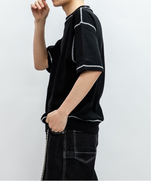 En serio TOKYO(エンソリオトーキョー)の「TCワッフル アウトステッチ リブTEE(Tシャツ/カットソー・メンズ・ブラック/オフホワイト・M/L)」の15枚目の写真