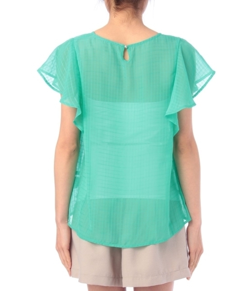 THE SHOP TK （ザ ショップ ティーケー ）の「シアーチェックラッフルスリーブブラウス（シャツ/ブラウス・レディース・ホワイト/グリーン/イエロー/ブルー・99）」の6枚目の写真