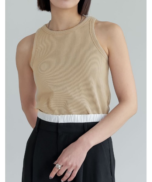 Re:EDIT（リエディ）の「[神山まりあさん着用]カップ付きアメスリタンクトップ（タンクトップ・レディース・ベージュ/オフホワイト/モカ/ブラック/チャコールグレー・LARGE/MEDIUM）」の10枚目の写真