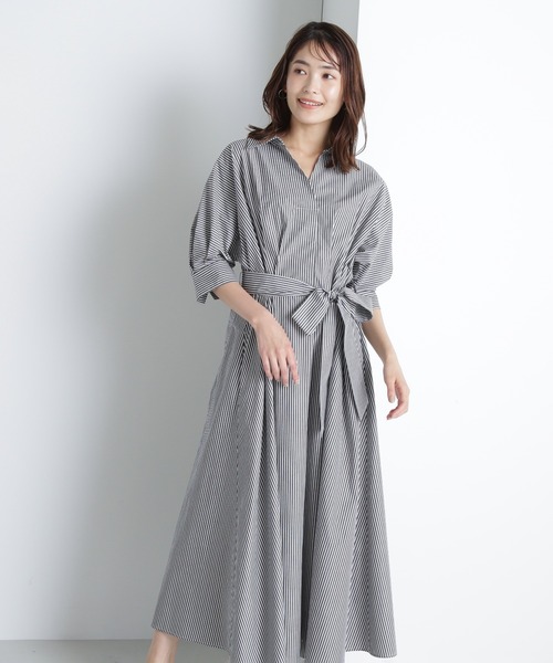 NATURAL BEAUTY BASIC（ナチュラルビューティーベーシック）の「◇ドルマンスキッパーシャツワンピース（ワンピース・レディース・ベージュ/グレイッシュベージュ/ブルー系その他/ブラック系その他・MEDIUM/SMALL）」の21枚目の写真