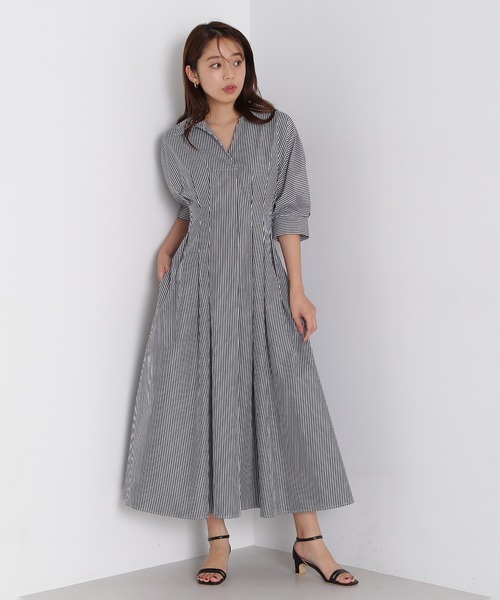 NATURAL BEAUTY BASIC（ナチュラルビューティーベーシック）の「◇ドルマンスキッパーシャツワンピース（ワンピース・レディース・ベージュ/グレイッシュベージュ/ブルー系その他/ブラック系その他・MEDIUM/SMALL）」の18枚目の写真