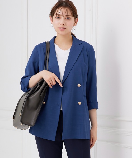 12Twelve Agenda（トゥエルブ　アジェンダ）の「Vネックシアーフレアスリーブカットソープルオーバー（Tシャツ/カットソー・レディース・ライトグレー/ブラック/オフホワイト/ブルー・M）」の18枚目の写真