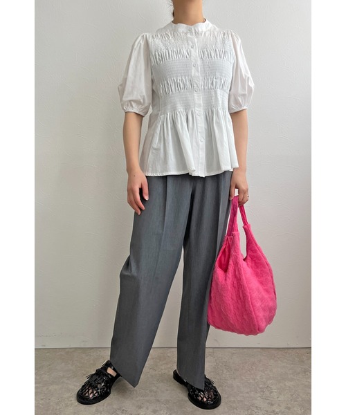 palm RICHE(ポームリシュ)の「シャーリングデザインブラウス(シャツ/ブラウス・レディース・オフホワイト/ブラック・M)」の20枚目の写真