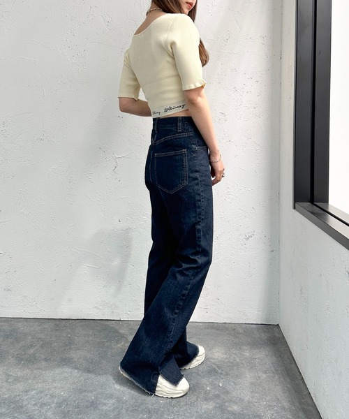 apres jour mignon（アプレジュールミニョン）の「ロゴ入りショートニット【ZOZOTOWN限定アイテム】（ニット/セーター・レディース・アイボリー/その他/ブラック系その他/ブラック・X-LARGE/フリー）」の11枚目の写真