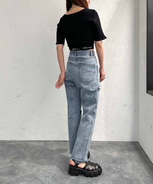 apres jour mignon（アプレジュールミニョン）の「ロゴ入りショートニット【ZOZOTOWN限定アイテム】（ニット/セーター・レディース・アイボリー/その他/ブラック系その他/ブラック・X-LARGE/フリー）」の18枚目の写真