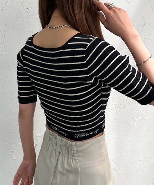 apres jour mignon（アプレジュールミニョン）の「ロゴ入りショートニット【ZOZOTOWN限定アイテム】（ニット/セーター・レディース・アイボリー/その他/ブラック系その他/ブラック・X-LARGE/フリー）」の22枚目の写真