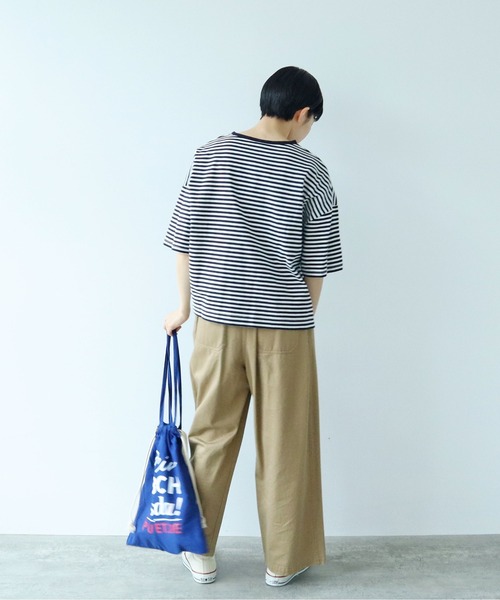 PAR ICI（パーリッシィ）の「ボーダー配色バインダー 5分袖BIG Tシャツ（Tシャツ/カットソー・レディース・ネイビー/オレンジ/ブルー/オレンジ系その他/ダークグリーン/グリーン/レッド・FREE）」の17枚目の写真