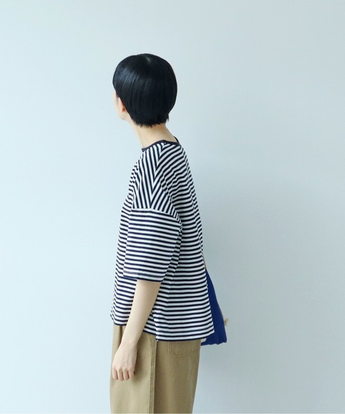 PAR ICI（パーリッシィ）の「ボーダー配色バインダー 5分袖BIG Tシャツ（Tシャツ/カットソー・レディース・ネイビー/オレンジ/ブルー/オレンジ系その他/ダークグリーン/グリーン/レッド・FREE）」の20枚目の写真