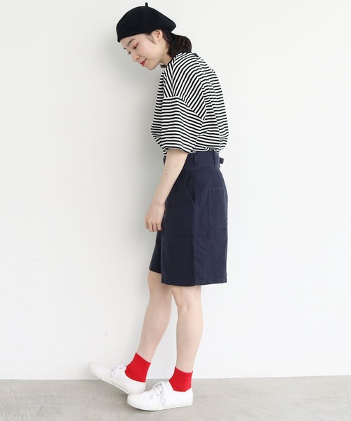 PAR ICI（パーリッシィ）の「ボーダー配色バインダー 5分袖BIG Tシャツ（Tシャツ/カットソー・レディース・ネイビー/オレンジ/ブルー/オレンジ系その他/ダークグリーン/グリーン/レッド・FREE）」の11枚目の写真