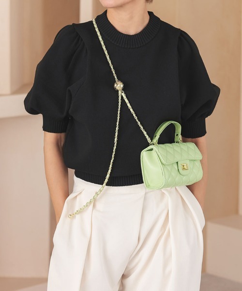 DONOBAN（ドノバン）の「キルティングチェーンショルダーバッグ（ショルダーバッグ・レディース・ブラック/ピンク/グリーン/アイボリー・ONESIZE）」の21枚目の写真