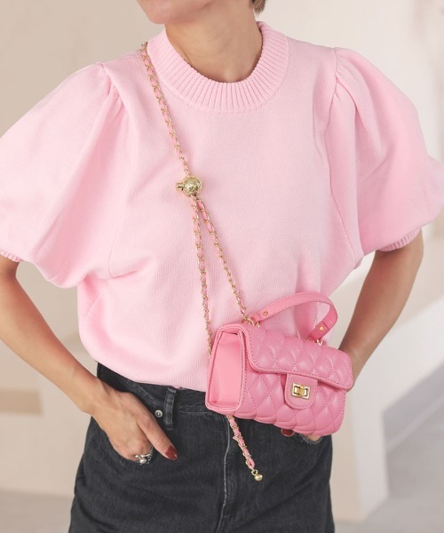 DONOBAN（ドノバン）の「キルティングチェーンショルダーバッグ（ショルダーバッグ・レディース・ブラック/ピンク/グリーン/アイボリー・ONESIZE）」の22枚目の写真