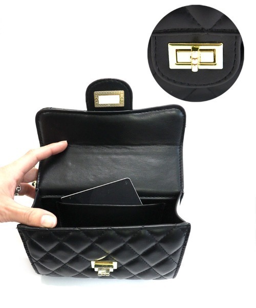 DONOBAN（ドノバン）の「キルティングチェーンショルダーバッグ（ショルダーバッグ・レディース・ブラック/ピンク/グリーン/アイボリー・ONESIZE）」の9枚目の写真