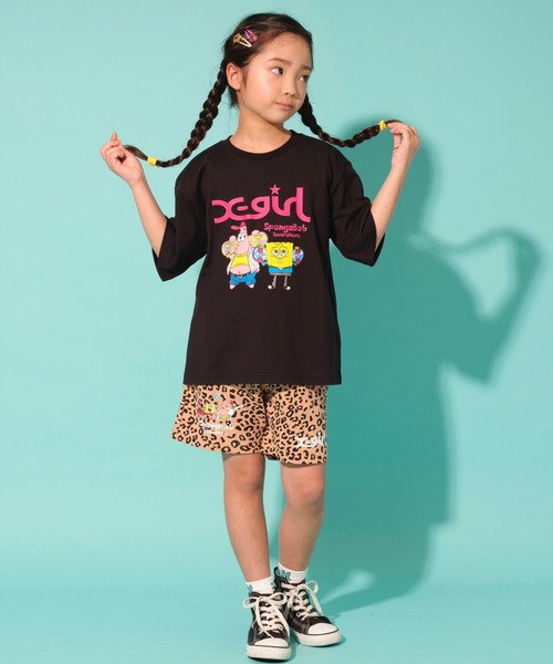 X-girl Stages（エックスガールステージス）の「【コラボ】スポンジボブスケボー半袖Tシャツ（Tシャツ/カットソー・キッズ・ブラック/ホワイト・120cm/130cm/90cm/110cm/140cm/80ｃｍ/100cm）」の7枚目の写真