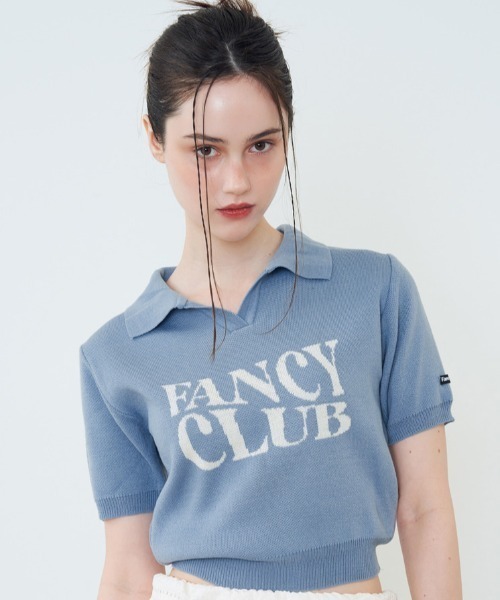 FANCY CLUB(ファンシークラブ)の「A'GEM/9 × .kom『 FANCY CLUB/ファンシークラブ』 FANCY WAVE COLLAR KNIT TEE/ウエーブカラーニット 半袖(Tシャツ/カットソー・レディース・アイボリー/ブラック/ブルー・FREE)」の3枚目の写真