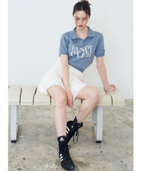 tシャツ A'GEM/9 × .kom「 FANCY CLUB/ファンシークラブ」 FANCY WAVE COLLAR KNIT TEE/ウエーブカラ A'GEM/9 × .kom『 FANCY CLUB/ファンシークラブ』 FANCY WAVE