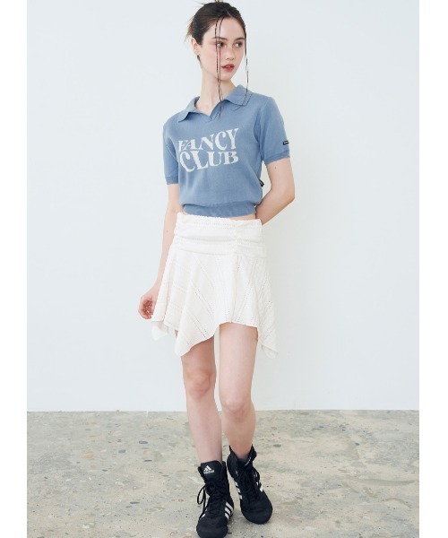 tシャツ A'GEM/9 × .kom「 FANCY CLUB/ファンシークラブ」 FANCY WAVE COLLAR KNIT TEE/ウエーブカラ FANCY CLUB tシャツ A'GEM/9 × .kom「 CLUB/ファンシークラブ