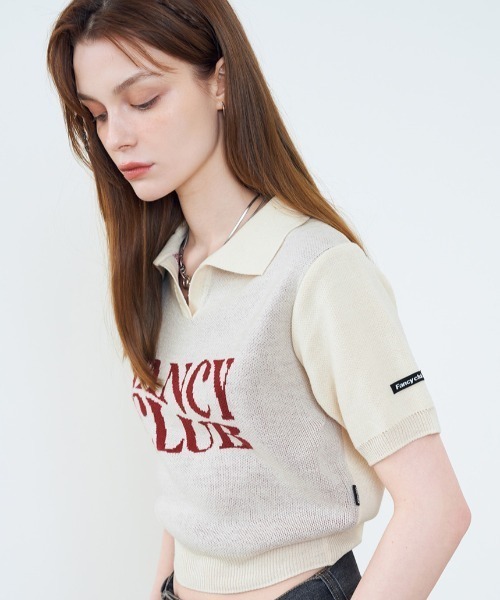 FANCY CLUB(ファンシークラブ)の「A'GEM/9 × .kom『 FANCY CLUB/ファンシークラブ』 FANCY WAVE COLLAR KNIT TEE/ウエーブカラーニット 半袖(Tシャツ/カットソー・レディース・アイボリー/ブラック/ブルー・FREE)」の11枚目の写真